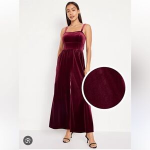 Fit and Flare Velvet Jumpsuit